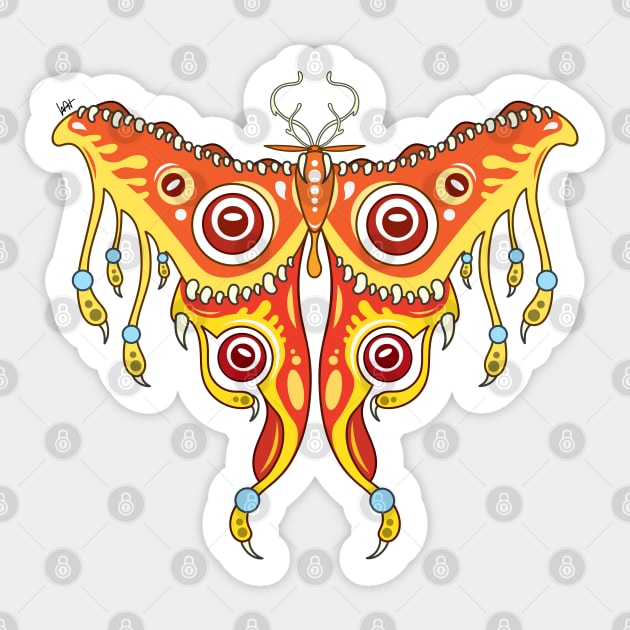 Surreal Moth Sticker by Munchbud Ink